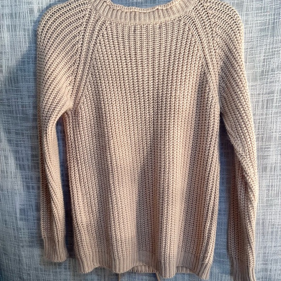 Rib knit neutral sweater, blush pink sweater - Picture 4 of 4